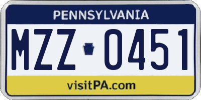 PA license plate MZZ0451