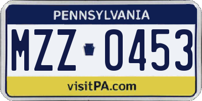 PA license plate MZZ0453
