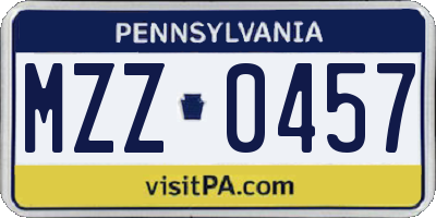 PA license plate MZZ0457