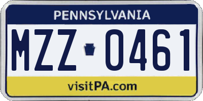 PA license plate MZZ0461