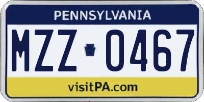 PA license plate MZZ0467