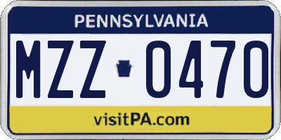 PA license plate MZZ0470