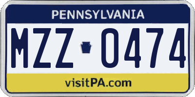 PA license plate MZZ0474