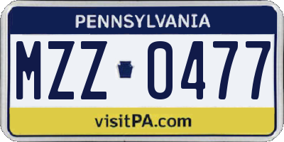 PA license plate MZZ0477
