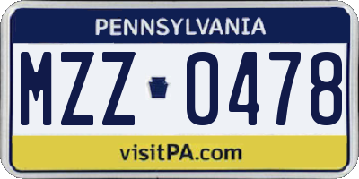 PA license plate MZZ0478