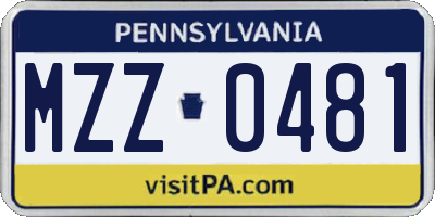 PA license plate MZZ0481