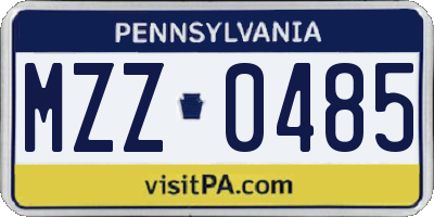 PA license plate MZZ0485
