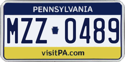 PA license plate MZZ0489