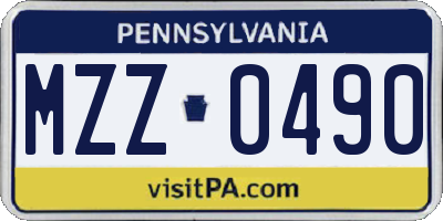 PA license plate MZZ0490