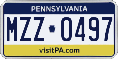 PA license plate MZZ0497