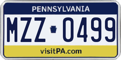 PA license plate MZZ0499