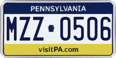 PA license plate MZZ0506