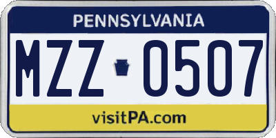 PA license plate MZZ0507
