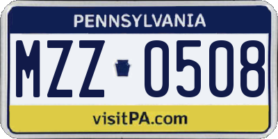 PA license plate MZZ0508