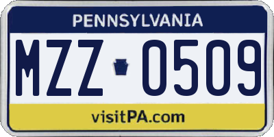 PA license plate MZZ0509