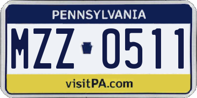 PA license plate MZZ0511