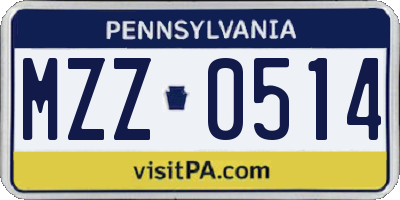 PA license plate MZZ0514