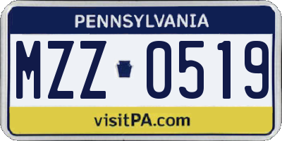 PA license plate MZZ0519