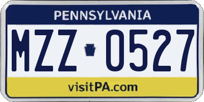 PA license plate MZZ0527