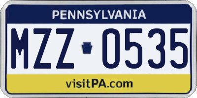 PA license plate MZZ0535