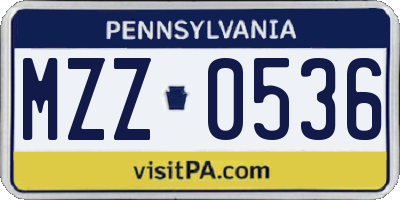 PA license plate MZZ0536