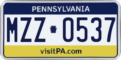 PA license plate MZZ0537