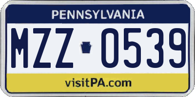 PA license plate MZZ0539