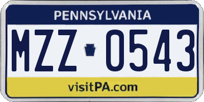 PA license plate MZZ0543