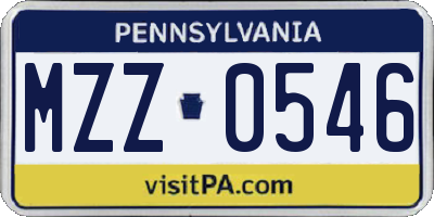PA license plate MZZ0546