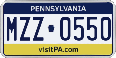 PA license plate MZZ0550