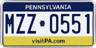 PA license plate MZZ0551