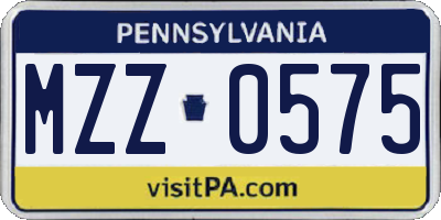 PA license plate MZZ0575