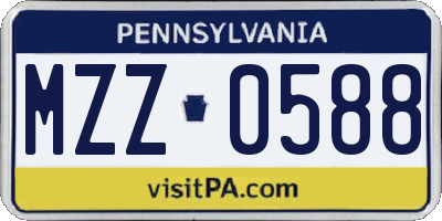 PA license plate MZZ0588
