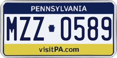 PA license plate MZZ0589