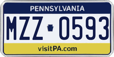 PA license plate MZZ0593