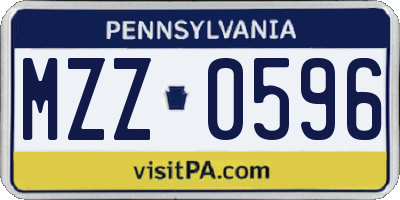 PA license plate MZZ0596