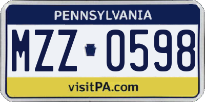 PA license plate MZZ0598