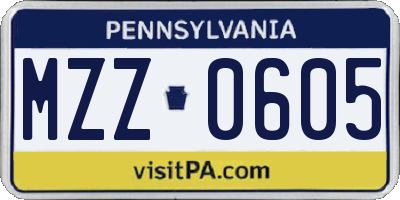 PA license plate MZZ0605