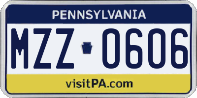 PA license plate MZZ0606