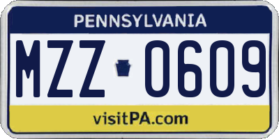 PA license plate MZZ0609