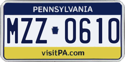 PA license plate MZZ0610