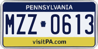 PA license plate MZZ0613