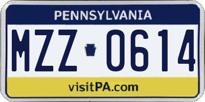 PA license plate MZZ0614