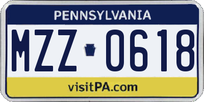 PA license plate MZZ0618
