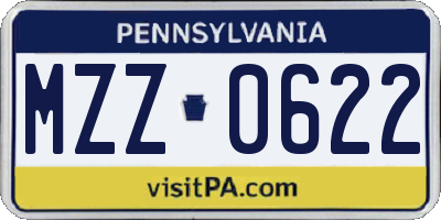 PA license plate MZZ0622