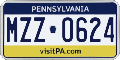 PA license plate MZZ0624