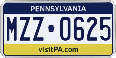 PA license plate MZZ0625
