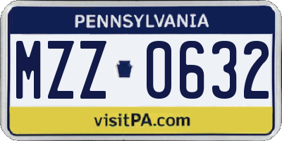 PA license plate MZZ0632