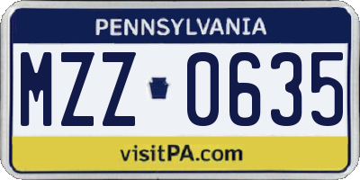 PA license plate MZZ0635
