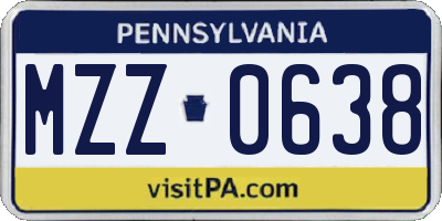 PA license plate MZZ0638